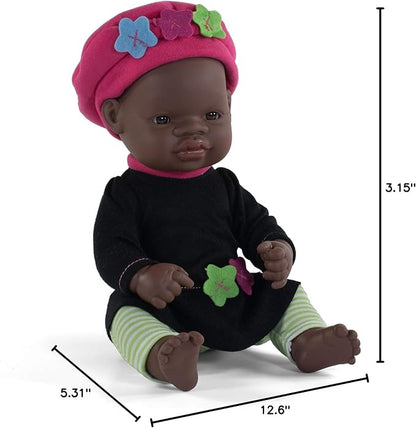 Miniland Doll 12 5/8'' African Girl (Polybag) - Made in Spain, Anatomically Correct, Quality, Inclusion