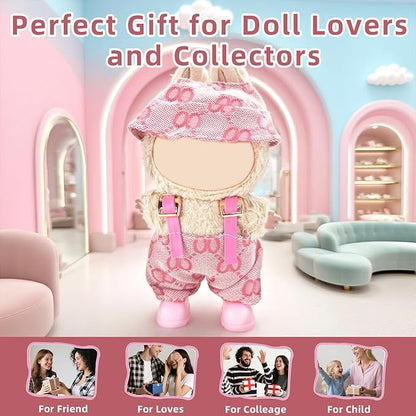 17cm Doll Clothes Set-Adorable Outfits for Dolls-Stylish Accessaries Clothes Dress-Up-Replaceable Clothing Collections, Includes—Chic Hat + Jumpsuit + Shoes (Style D)