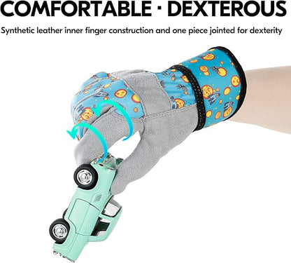 Vgo... 1-Pair Age 3-4 Kids Gardening Gloves,Children Yard Work Gloves,Soft Safety Outdoor Playing Gloves (Size XS, Blue Plane, KID-MF3561)