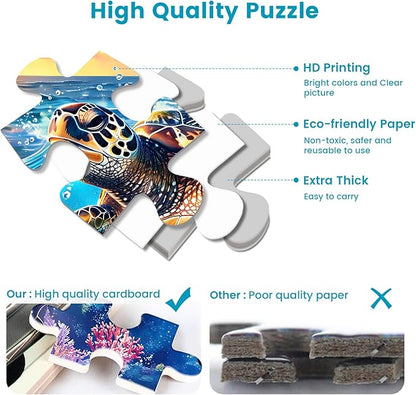 2 Pack Puzzles for Adults 1000 Pieces-Sea Turtle & Dolphins Difficult Jigsaw Puzzles for Adults,Hard Jigsaw Puzzle Decorations DIY Leisure Game Toy Suitable Family Friends(27.5x20 inches)