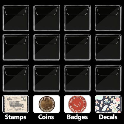 200Pcs Single Pocket Coin Flips Coin Sleeves Holders Clear PVC Coin Protectors Individual Plastic Coin Holders for Coin Currency Bills Collectors Protector (2.2 x 2.2 Inch) (Rectangular) ﻿