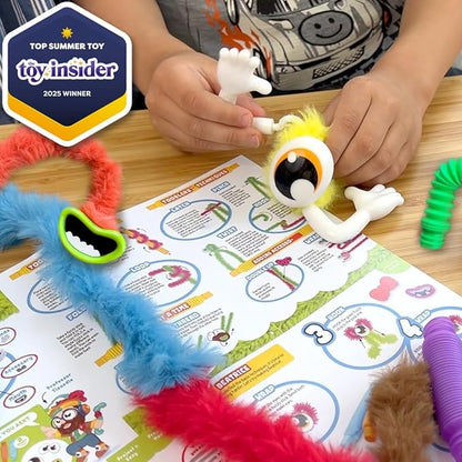 WeVeel TOOBLERZ Silly Monsterz Large Set – 26-Piece Mix-and-Match Craft Kit for Kids – Includes Fuzzy Chenille Sticks, Fidget Tubes & Character Accessories – Creative Toy for Ages 6+