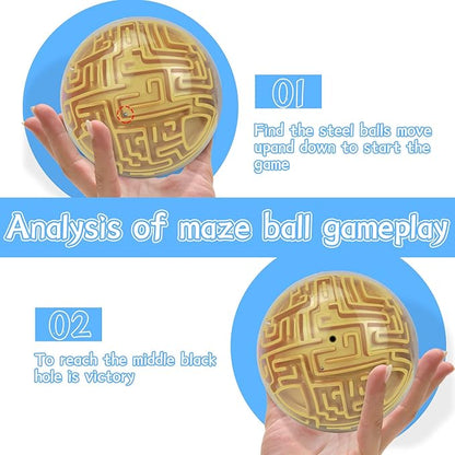 2 Pack 3D Puzzle Maze Ball Magic Brain Teasers Games Memory Sequential Puzzle Cube Balls Educational Toys for Kids Teen & Adults Birthday Christmas Stocking Stuffers Gifts, Hard Challenges