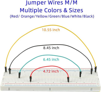 BOJACK 1Pcs 803 Tie points and 1 Pcs 400 Tie Points Solderless Breadboard and 65 Pcs Flexible Breadboard Jumper Wires and 6PCS 170 Points Mini Solderless Breadboard