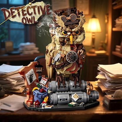 Detective Owl Building Set for Adults, Compatible with Lego Owl, 1286PCS Collection Model Creative Bird Building Toy, for Kids Boys Girls 8+