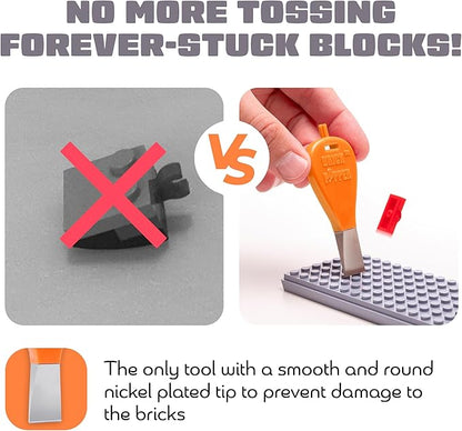 Brick Popper - Separator Tool - World's Fastest Brick Remover for Kids and Adults, Gifts for Ages 6 Year Old and up, Tools Stocking Stuffer (Orange)