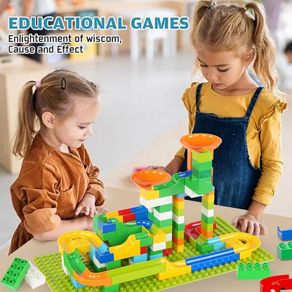 Marble Run Building Blocks for Kids, 145 PCS Building Bricks with Step-by-Step Guide, STEM Toy Track Compatible with Major Brands for Age 3 4 5 6 7 8+ Boys Girls Birthdays