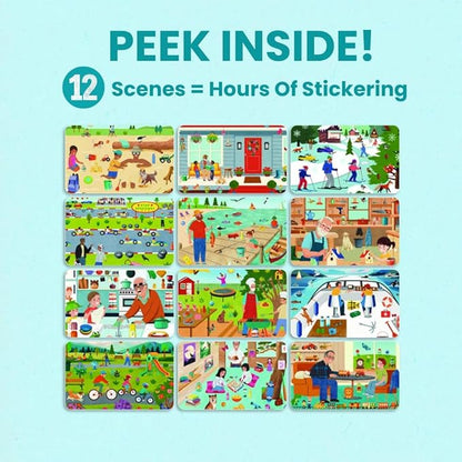 Sticker Book for Kids 2-4, 500+ Kids Stickers, Spending Time with Grandpa by Cupkin, 12 Coloring Pages, 12 Scenes, Fun Toddler Travel Activity Coloring and Sticker Books for Children Ages 4-8 + 8-10