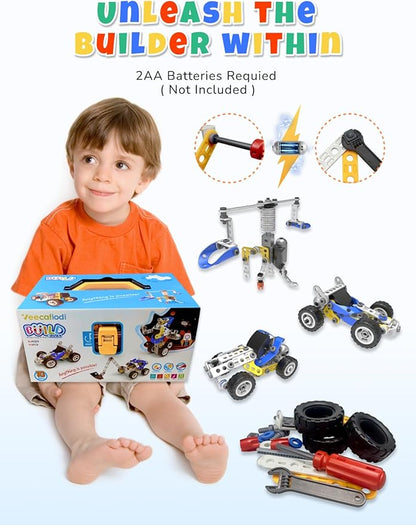 STEM Toys for 5 6 7 8+ Year Old Boy, 10 in 1 Electric Building Toys for Kids Ages 4-8 5-7 6-8, Educational Racing Construction Science Kit for Boys 4-6 8-10, Creative Activities Holiday Birthday Gift