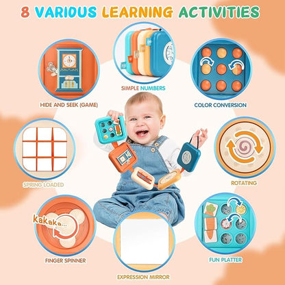 Toys for 1 Year Old, Travel Toys for Toddler 1-3, Montessori Busy Board Activity Cube with Fine Motor Skills, Christmas Birthday Gifts for 1 Year Old Boy Girl, Kids Stocking Stuffs
