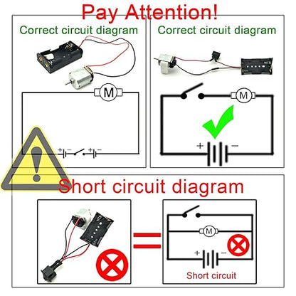EUDAX 18 Set DC Motors Kit,Mini Electric 1.5-3V 24000RPM Hobby Motor with AA Battery Holder for STEM DIY Toy