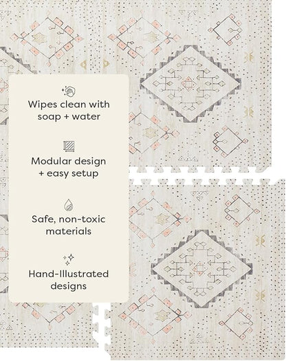 House of Noa Baby Play Mat – 4x6 Oat Ula – Set of 6 Tiles – Cushioned EVA Foam Play Mat for Floor, Soft Interlocking Baby Crawling Mats for Hard Floors