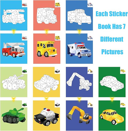 AEAHALY Vehicle Sticker Book Sticker Paint Books for Kids Ages 4-10 Paint by Stickers Party Birthday Gifts for Boys Girls Learning