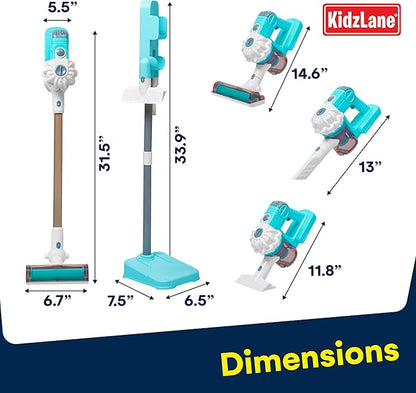 Kidzlane Toy Vacuum Cleaner for Toddlers – Real Working Kids Vacuum with Suction, Cordless Pretend Play Dyson-Style Vacuum Toy, Rechargeable, Multiple Cleaning Modes, Learning & Role-Play Fun