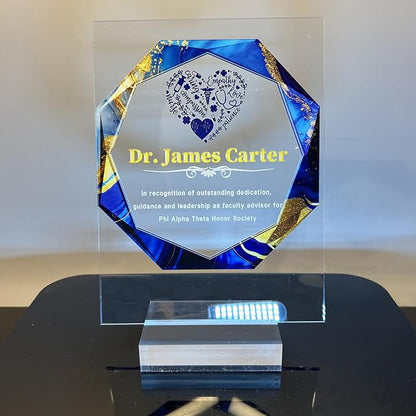 Custom Engraved Acrylic Employee Recognition Award – Personalized Appreciation Trophy for Corporate Excellence – Desk Display Plaque with Free Customization (Style #3)