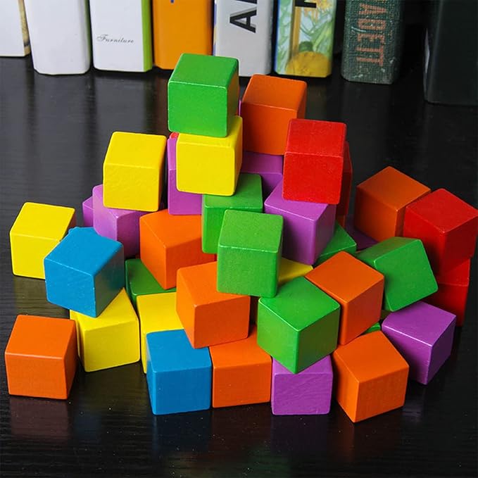 Wood Blocks for Crafts, Unfinished Wood Cubes, 1cm Natural Wooden Blocks, Pack of 300 Small Wood Square Blocks, Wooden Cubes for Arts and Crafts and DIY Projects