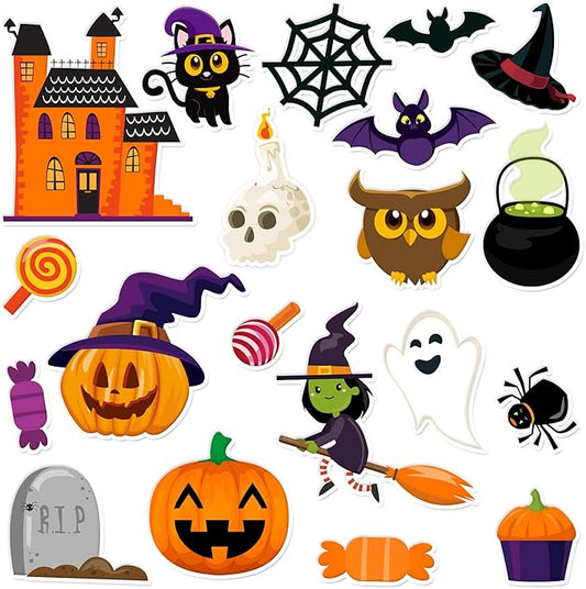 40 PCS Halloween Thick Gel Clings Halloween Window Gel Clings Decals Stickers for Kids, Toddlers and Adults Home Airplane Classroom Nursery Pumpkin Party Supplies Decorations Removable and Reusable