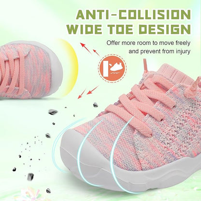 JIASUQI Toddler Shoes for Boys Girls Slip on Sneakers Wide Toe Walking Shoes Toddler Sock Shoes