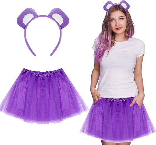Halloween Bear Costume Accessories Bear Ear Headband and Tutu Skirt Set for Halloween Cosplay Party Dress Up