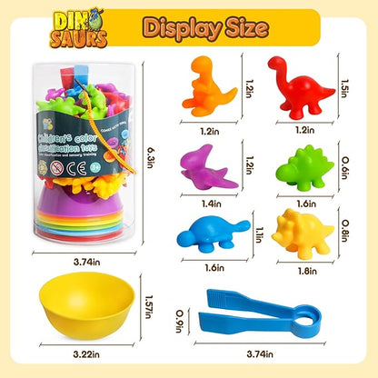 JOCHA Color Sorting and Counting Dinosaurs Toys for Toddlers 3 5 4 Years Old Preschool Matching Learning Educational Game Montessori Sensory Math Classification Activities Toys for Kids Boys Girls