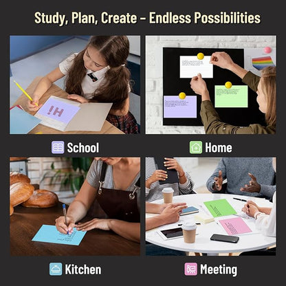 200 Pcs Colored Index Cards 4 x 6 Inch Ruled Index Cards, College Ruled Flash Cards for School, College, Office and Home Organization, Durable Study To Do List Note Cards with Lines, 5 Pack of 40