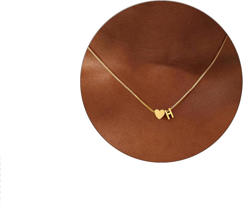 Eioi & Lmnm Gold Initial Necklace for Girls Kids Women, 18K Gold Plated Heart Tiny A-Z Pendant Necklace Dainty Letter Necklaces Cute Monogram Name Necklaces Gifts for Girl Age 5 6 7 8 9 10