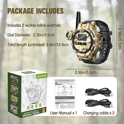 Walkie Talkies for Kids Rechargeable 2 Pack, Long Range Camo Walkie Talkie for Boys Age 8-12, Wrist Walkie Talkie Spy Watches for Kid, Kids Walkie Talkies 2 Pack for Christmas Birthday Gift