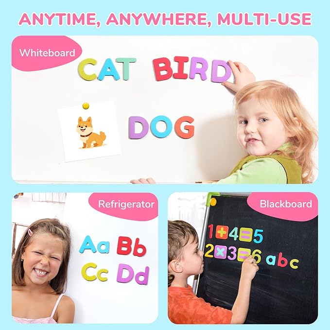 JoyCat Wooden Magnetic Letters and Numbers, Large Size Alphabet ABC 123 Fridge Magnets for Toddlers & Kids, Uppercase Lowercase, Preschool Spelling Learning Refrigerator Gift Toy Set (89 PCS)