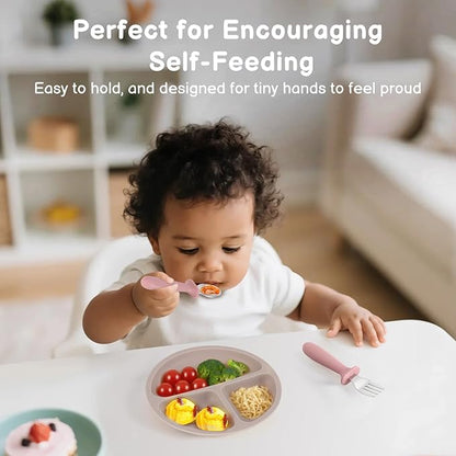 Toddler Spoons and Forks Set, 6 Pack Kids Silverware with Silicone Handle, BPA Free, 18/8 Stainless Steel Children Safe Toddler Utensils, Dishwasher Safe
