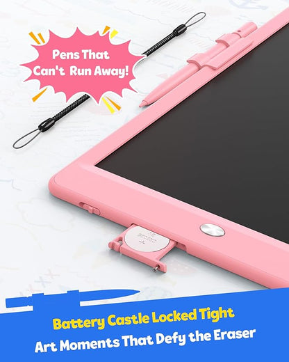 TEKFUN LCD Writing Tablet Doodle Board, 10inch Colorful Drawing Pad for Kids, Mess Free Coloring for Toddlers, Toys Gifts for 3 4 5 6 7 8 Year Old Girls Boys (Pink)