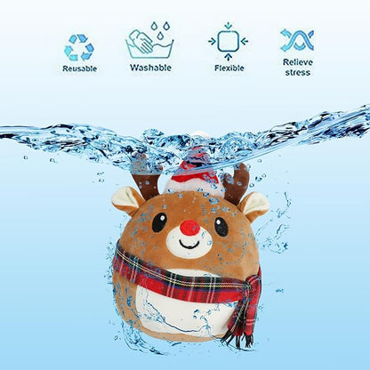 Christmas Plush Reindeer, Stuffed Animal with Christmas Hat, Stuffy Reindeer for Kids
