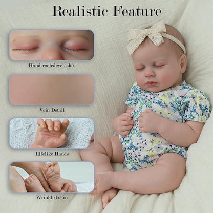 SCOM Lifelike Reborn Baby Dolls - 20 inch Cute Realistic Baby Girl, Soft Full Vinyl Body Newborn, Washable & Poseable, with Accessories for Boy Girl Ages 3+ Yrs Gift, Birthday,Christmas,Halloween