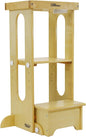 Little Partners Foldable Toddler Tower, Learning Tower Explore 'N Store Montessori Standing Kitchen Tower with Folding Step Stool Platform for Cooking and Learning, Ages 2+ (Natural)