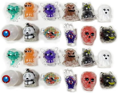 24-Piece Halloween Squishies – Halloween Stress Balls Miniatures for Kids and Adults, Squishy Fidget Toys for Halloween Party Favors, Halloween Prizes, Trick-or-Treat Giveaways