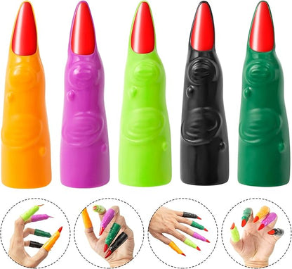 Halloween Witch Fingers 50Pcs Colorful Vampire Martian Fingers Spooky Monster Zombie Fake Finger Nails Prank Props Accessory for Halloween Cosplay Costume Party for Kids Reading Pointers, YEAJOIN