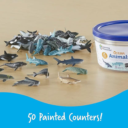 Learning Resources Ocean Animals - 50 Pieces, Ages 3+ Toddler Learning Toys, Perfect for Math Counters and Imaginative Play