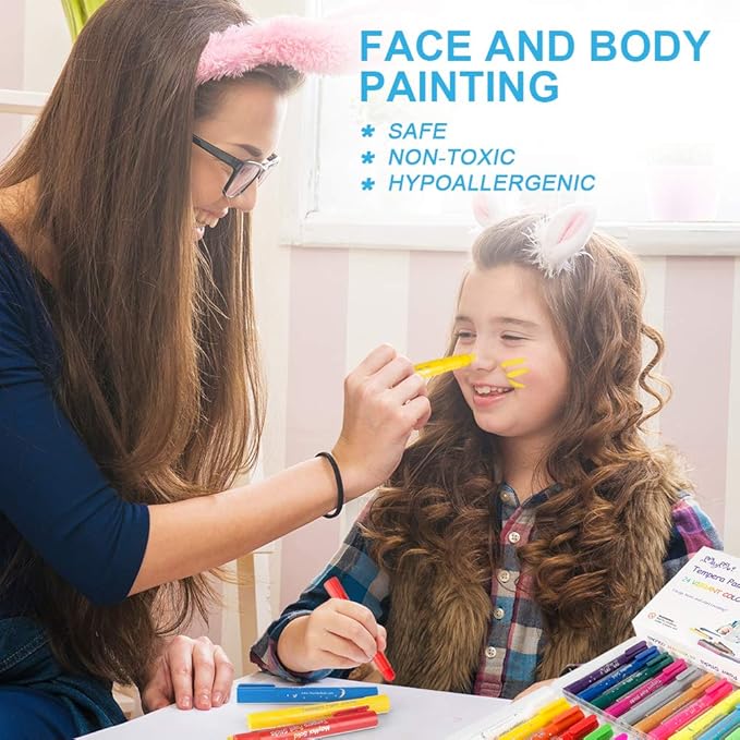 Washable Tempera Paint Sticks | Non-Toxic, Quick Drying & No Mess Paint Sticks for Kids, Best Art Birthday Gifts for Kids (24 Colors)