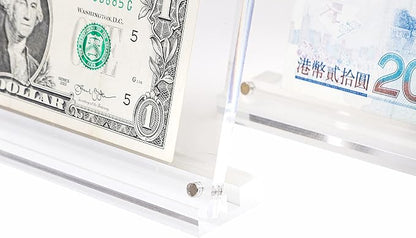 IEEK Acrylic Dollar Bill Frame Currency Holder Clear Paper Money Holders for Collectors Currency Ticket Protector Dollar Bill Display Stand,7.3 x 3.5 Inch,2 Pack