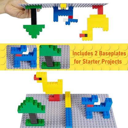 560 Pieces Black Classic Building Blocks Bulk with 2 Base Plates, Building Bricks in 7 Size, Compatible with All Major Bricks, for Kids & MOC Lovers