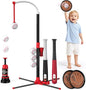 4 in 1 T-Ball Sets for Kids 3-5 with Toss and Catch Ball, Toddler Baseball with Auto Pitching Machine/6 Balls, Outdoor Sport Toys Gifts for Boys Girls