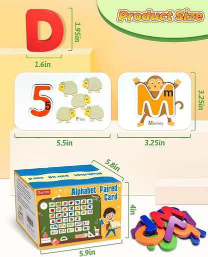 Gojmzo Alphabet Flash Cards, ABC Learning Toys for Kids 3-5, Wooden Letters Number Blocks Sight Words Matching Game, Toddler Preschool Learning Activities, Montessori Educational Toys for 3+ Year Old