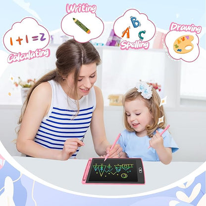 LCD Writing Tablet for Kids 12.5 Inch, Doodle Pad, Colorful Writing Board, LCD Drawing Board Erasable,Toys for Kids, Birthday Day Gifts for 3 4 5 6 7 8 Year Old Girls Boys, Blue (Black+Pink)