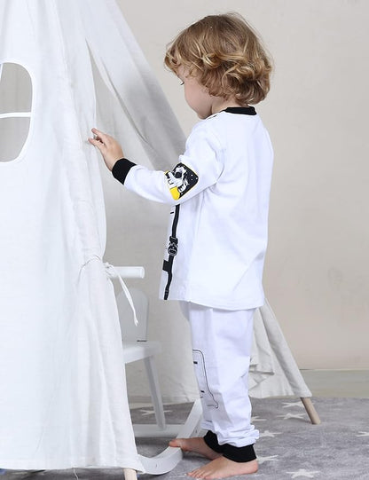 A&J DESIGN Pure Cotton Printed Pjs for 2-14 Years Kids, 2-Piece Long-Sleeved Pajamas Set