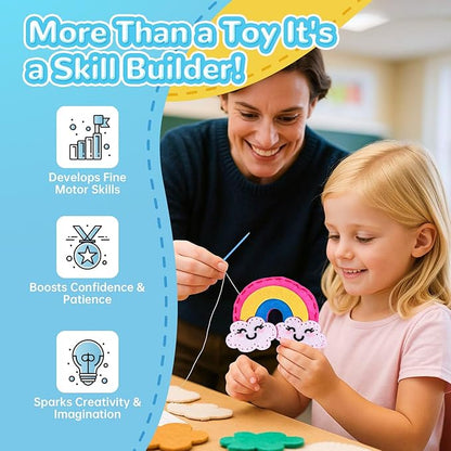 Cymbana Kids Sewing Kit Make Your Own Creative Felt Plush Animals Toy Craft Art Set for Beginners, Girls Gifts for Children 6+