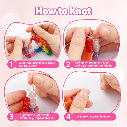 INSCRAFT 1200PCS Bracelet Making Kit, 24 Colors Pony Rainbow Kandi Beads, Friendship Bracelet Kit with Elastic Strings for Jewelry Making, Craft Gifts for Girls Adults