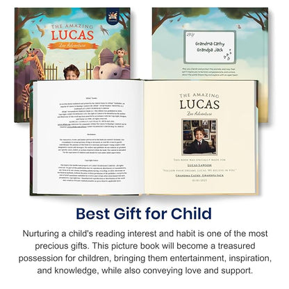 Personalized Children Story Book - Amazing Zoo Adventure - Customized Name & Photo - Baby Gifts - Kids Engaging Story - Elfink (Soft Cover)