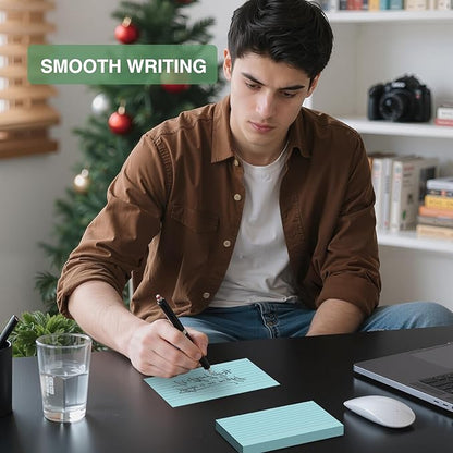 300 Count Index Cards 3x5 Inch Colored - 180gsm Heavyweight Flash Card (50 Sheets Each), Durable & Portable Note Taking for Students, Teachers, Study Flashcards for School Office Home