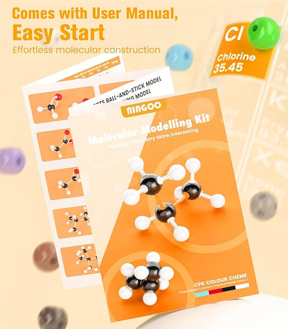 Organic Chemistry Model Kit with P Orbitals-307 PCS,Portable Molecular Model Kit for Chemistry Classes,Atomic Element Model Set for Organic＆Inorganic Learning,Supply to Students ＆ Teachers