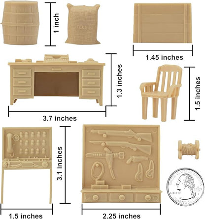 BMC Classic Marx Military Base Camp - 44pc Plastic Army Men Playset Accessories