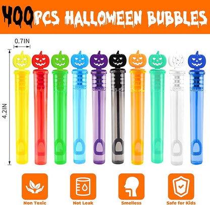 400PCS Halloween Party Favor, Halloween Bubble Wands for Kids, Halloween Trick or Treat Toys, Goodies Bag Fillers, Pinata Fillers, Mini Bubble Wands for Party Supplies